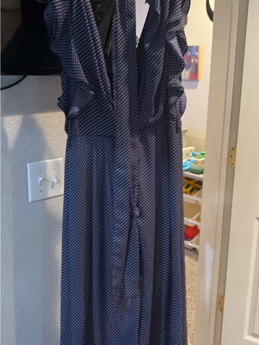 Navy Blue Polka Dot Maxi Dress